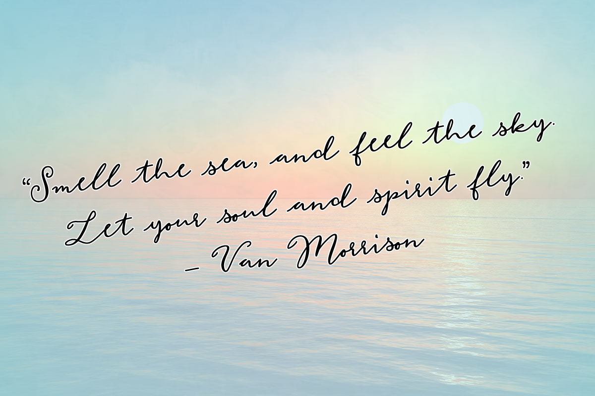 “Smell the sea and feel the sky. Let your soul and spirit fly.” ― Van Morrison